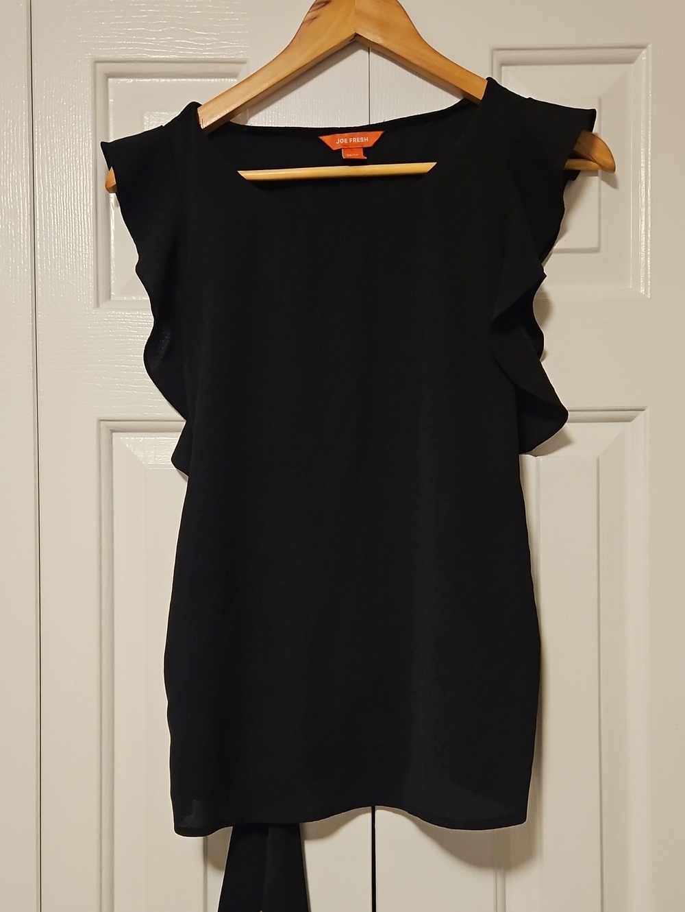 Joe Fresh Black Ruffle Sleeve Top